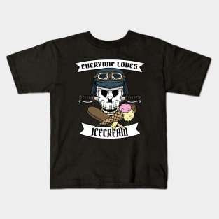 ice cream loving biker. Kids T-Shirt